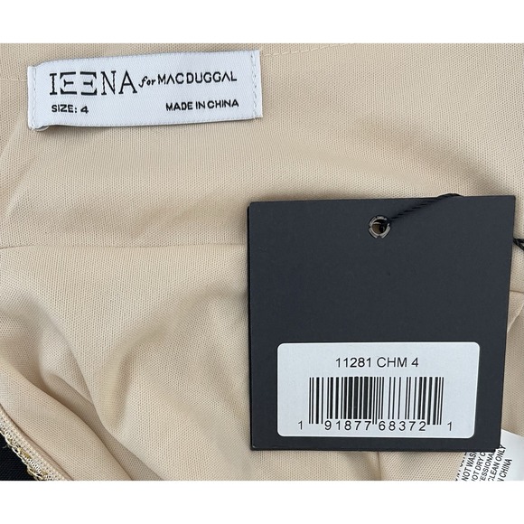 Mac Duggal 11281 Champagne Sequined Halter Neck Belted Tie Dress Size 4 $298 - Picture 6 of 6